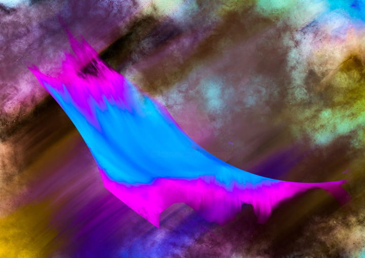 Digital Arts με τίτλο "Lightblue Wave" από Keep Magic, Αυθεντικά έργα τέχνης, Ψηφιακή ζωγραφική Τοποθετήθηκε στο Ξύλινο φορε…