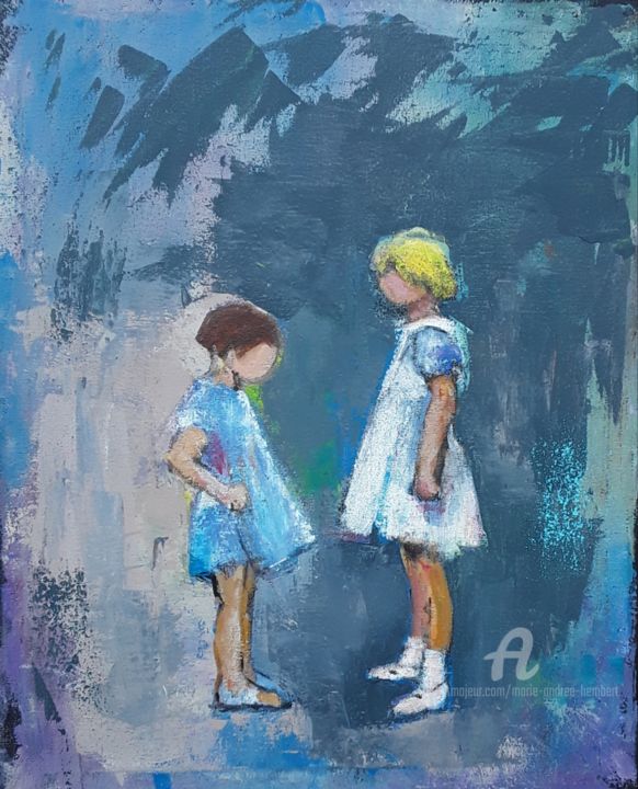 Peinture intitulée "Conversation" par Marie Andrée Hembert, Œuvre d'art originale, Acrylique