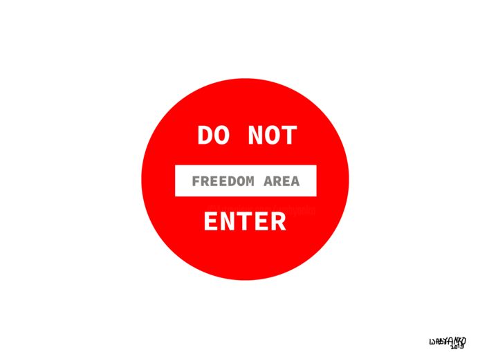 Arts numériques intitulée "Freedom Road Sign N…" par Wabyanko, Œuvre d'art originale, Peinture numérique