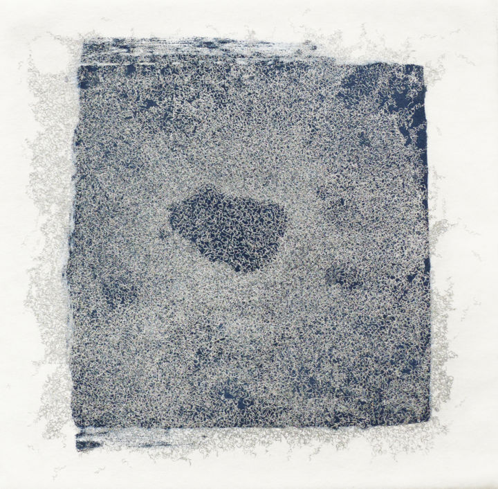Variation double argent sur gris de payne Printmaking, 14.6x15 in