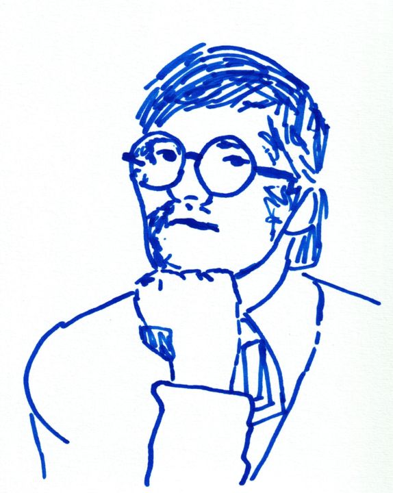 Dessin intitulée "David Hockney" par James B Studios, Œuvre d'art originale, Marqueur