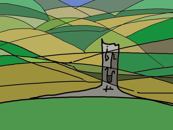 Digital Arts titled "Castle And Fields" by Gerald Shepherd F.F.P.S., Original Artwork, Digital Painting
