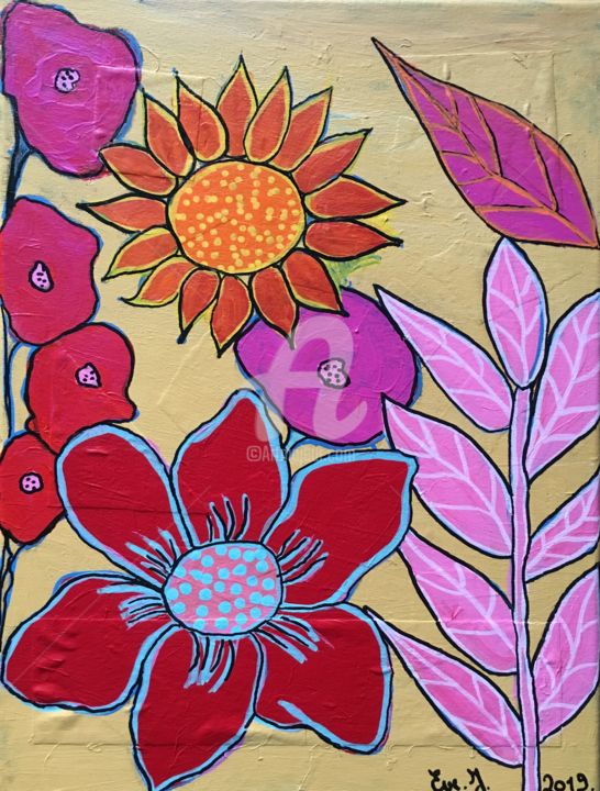 Painting titled "L’ete" by Eve.J, Original Artwork, Acrylic