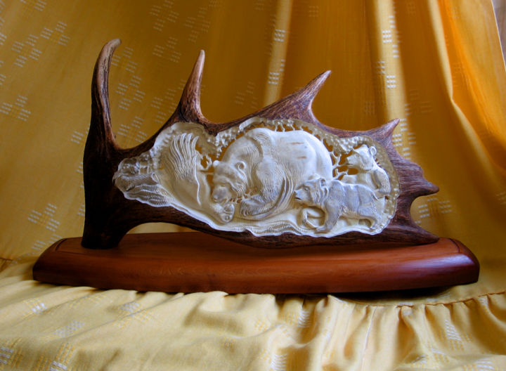 Sculpture titled "Bears in the wild f…" by Sergey Popov Pop Art, Original Artwork, Other