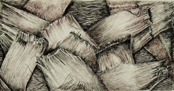 Drawing titled "Code temporel 1" by Isabelle Stagg, Original Artwork, Ink