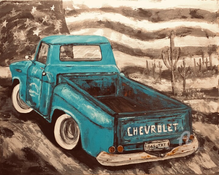 Malerei mit dem Titel "American dream" von Daciana, Original-Kunstwerk, Acryl