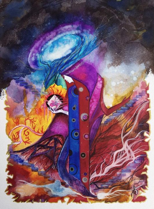 Peinture intitulée "« Vérité «" par Artéâme, Œuvre d'art originale, Aquarelle