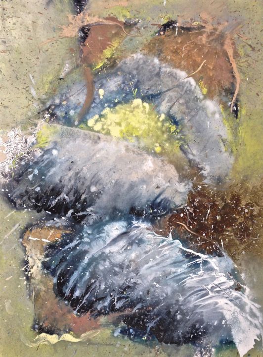 Pintura titulada "Yellow Effluvia" por Baruj Salinas, Obra de arte original, Gouache