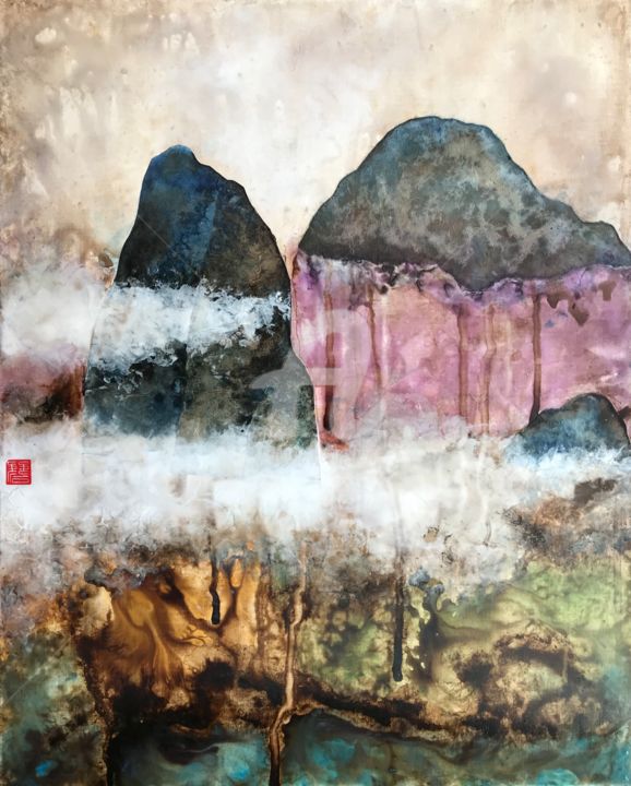 "Crying Mountains" başlıklı Tablo David Vall tarafından, Orijinal sanat, Akrilik