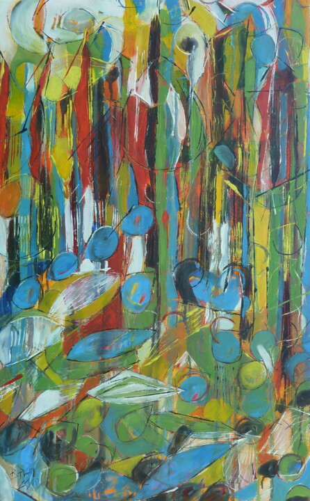 Peinture intitulée ""Kama" (source de t…" par Barbara Piatti, Œuvre d'art originale, Huile Monté sur Châssis en bois