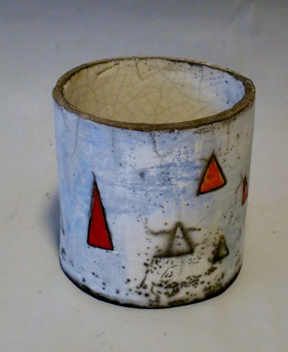 pot raku nu triangles 设计, 5.9x4.7 in