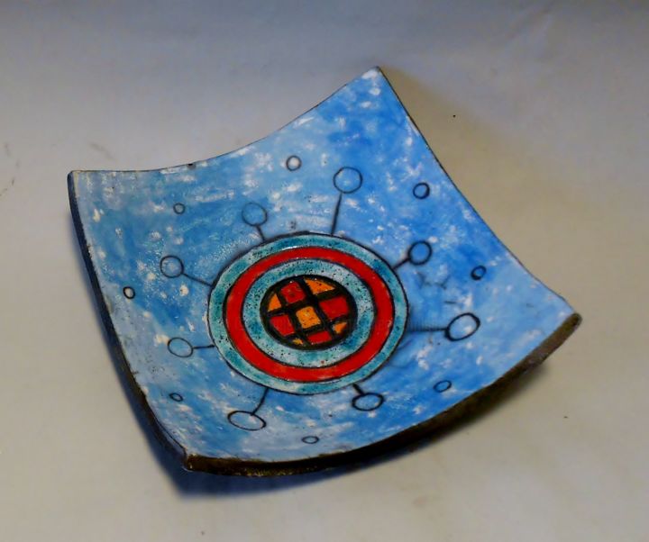 Coupelle bleue raku nu 设计, 2x7.9 in