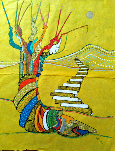Painting titled "bon-pied-bon-œil" by Hélène Stevens, Original Artwork, Other