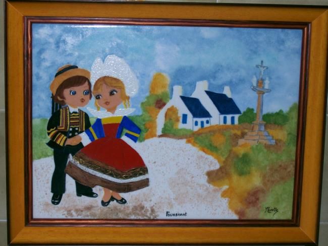 Peinture intitulée "Bretons de Fouesnant" par Monette O'Neill, Œuvre d'art originale