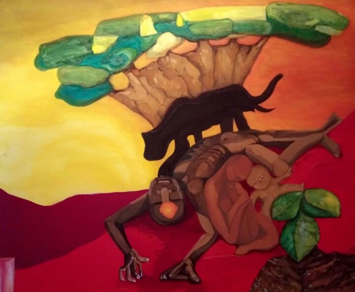 LA CADENA DEL EQUILIBRIO 绘画, 28.7x39.4 in