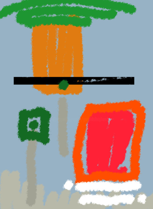 Digital Arts titled "Black Line In A Lan…" by Gerald Shepherd F.F.P.S., Original Artwork, Digital Painting