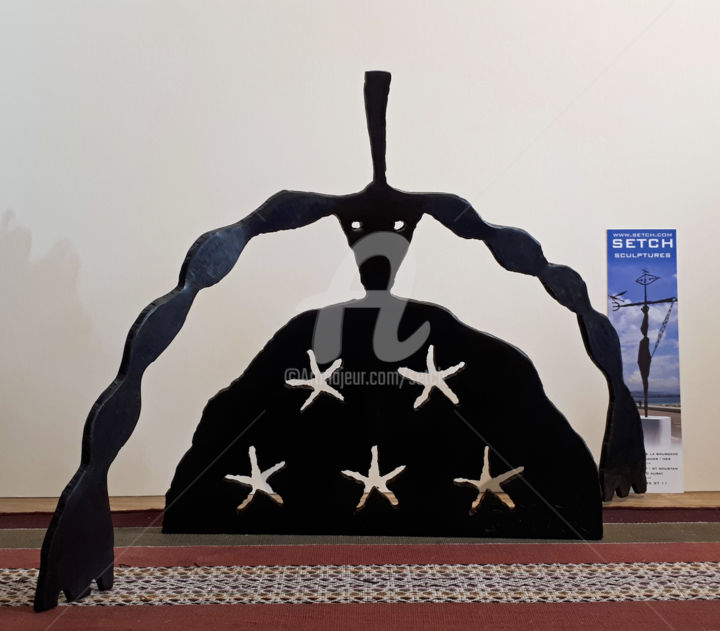 Sculptuur getiteld "Menine" door Setch, Origineel Kunstwerk, Metalen