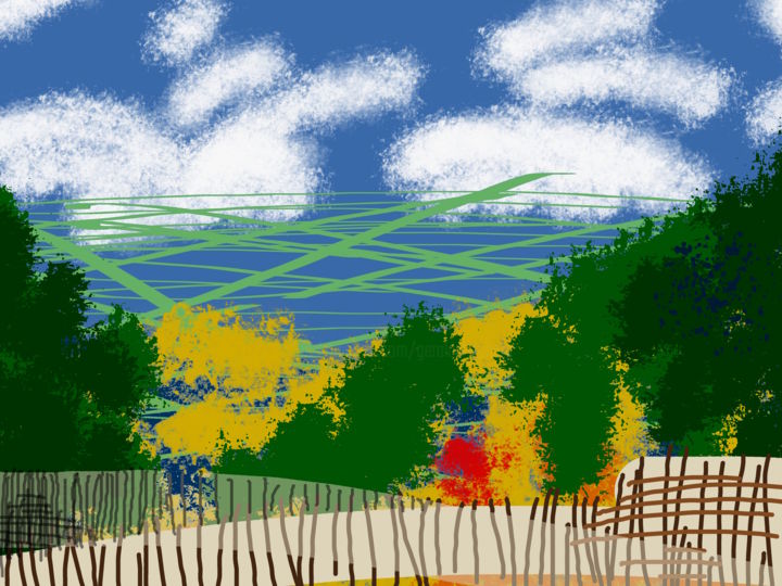 Digital Arts titled "Fence Line" by Gerald Shepherd F.F.P.S., Original Artwork, Digital Painting