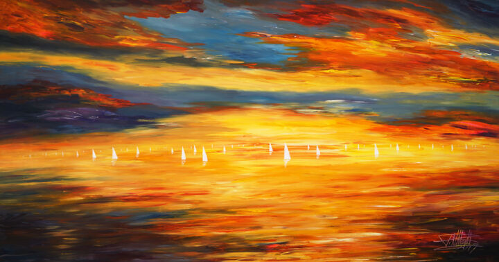 「Romantic Evening Sa…」というタイトルの絵画 Peter Nottrottによって, オリジナルのアートワーク, アクリル