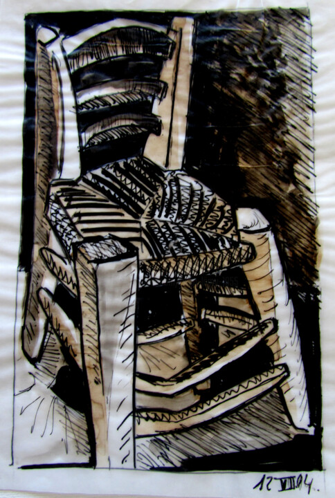 "LA CHAISE DE VINCEN…" başlıklı Resim Alain Lamy tarafından, Orijinal sanat, Mürekkep