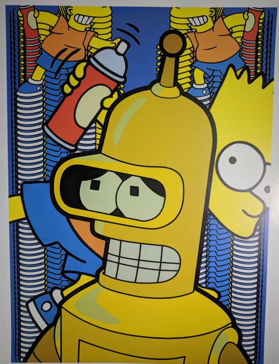 Printmaking titled "Golden Bender" by Jack Vitaly, Original Artwork