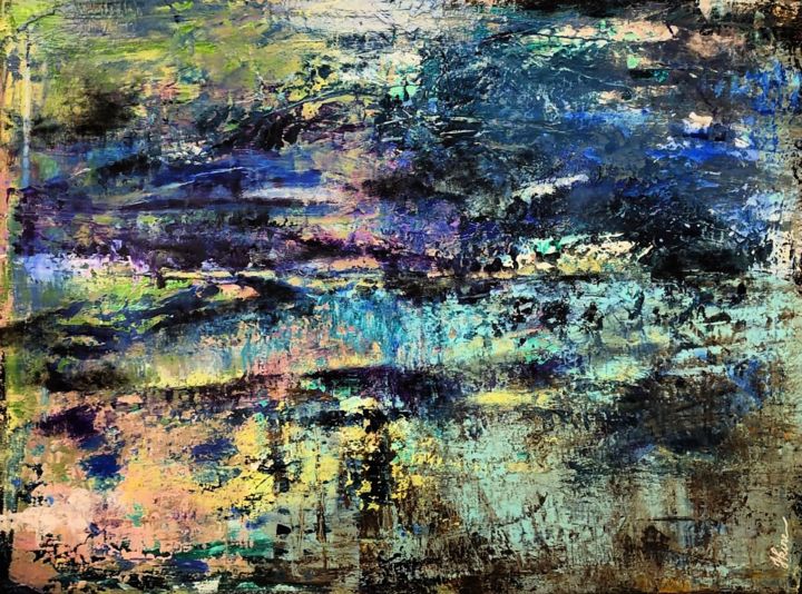 Peinture intitulée "Cenote" par Hkine, Œuvre d'art originale, Acrylique