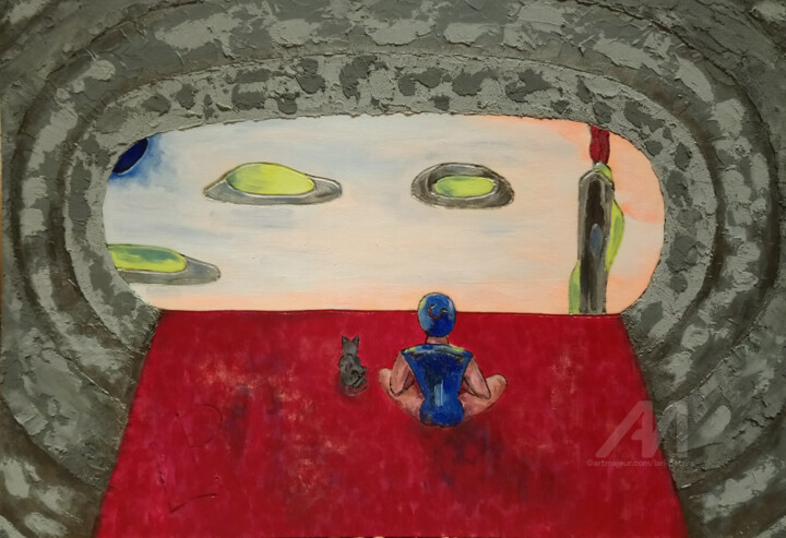 Blick aus dem Fenster 绘画, 16.5x23.2 in