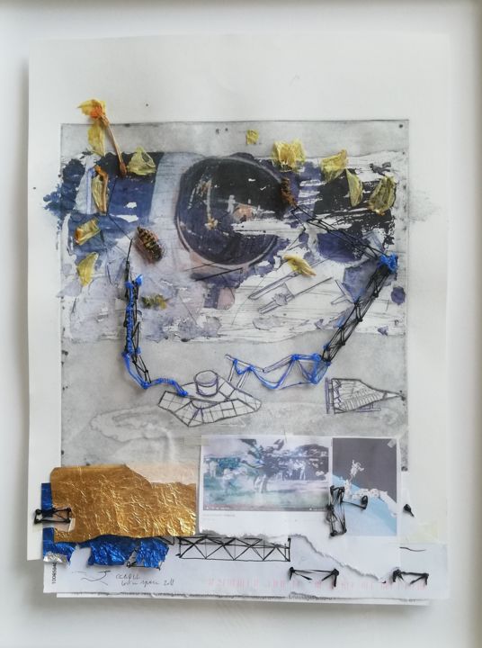 Collages intitulée "Ce qui est derrière…" par Baptiste Vanweydeveldt, Œuvre d'art originale, Papier Monté sur Autre panneau…