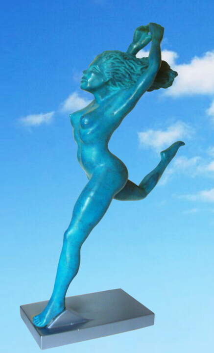 L'ENVOL BRONZE BLEU 雕塑, 26x11.8 in