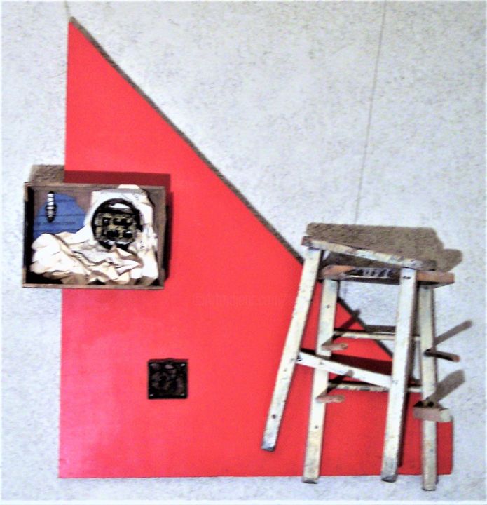 Sculpture intitulée "TRIANGLE ROUGE ET T…" par Servin, Œuvre d'art originale, Métaux