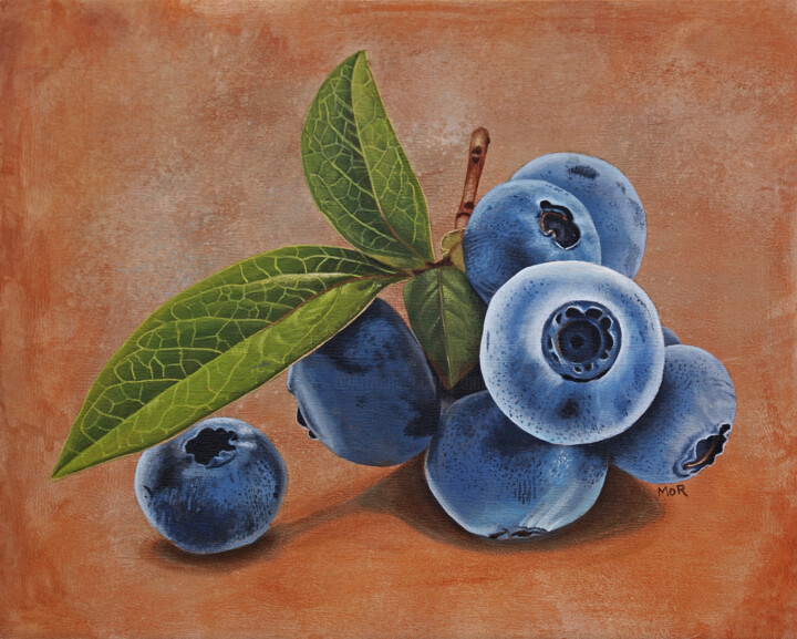 Blueberry Twig II 绘画, 15.8x19.7 in