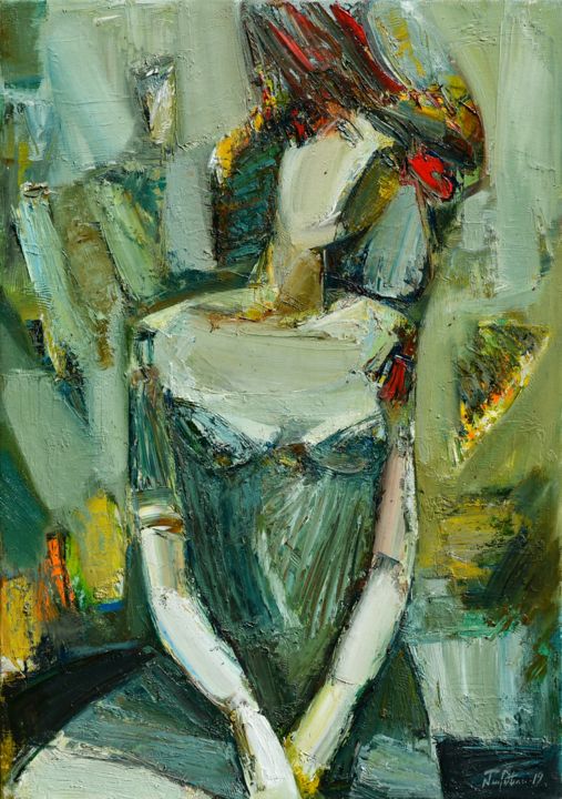 Painting titled "Portrait 46x65cm, o…" by Mateos Sargsyan, Original Artwork, Oil