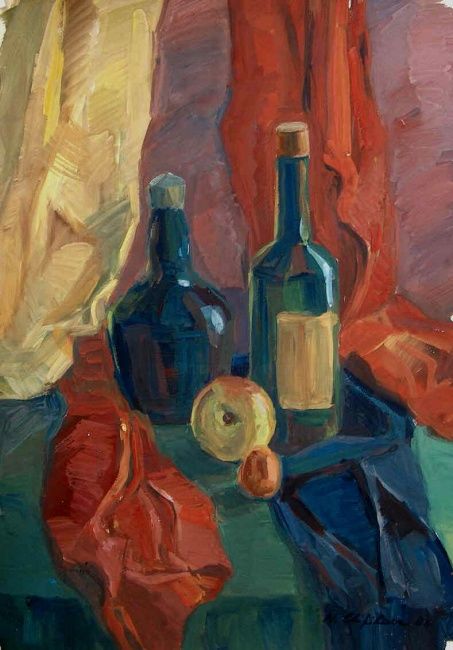 Peinture intitulée "Nature morte à deux…" par Nathalia Chipilova, Œuvre d'art originale, Huile
