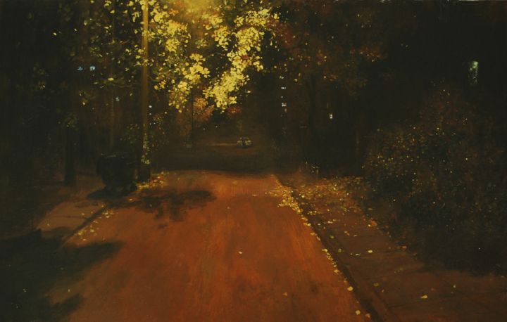 Peinture intitulée "Walk at night" par Danil Shurykin, Œuvre d'art originale, Acrylique