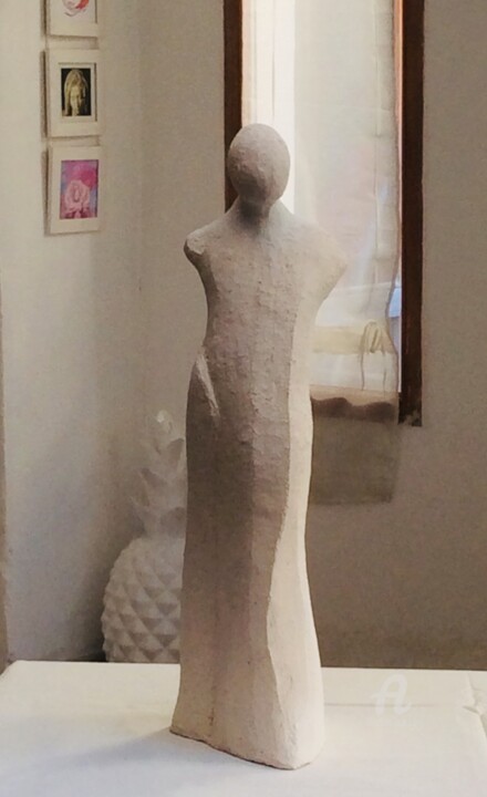 Sculptuur getiteld "Homme  serein" door Meryem, Origineel Kunstwerk, Terra cotta