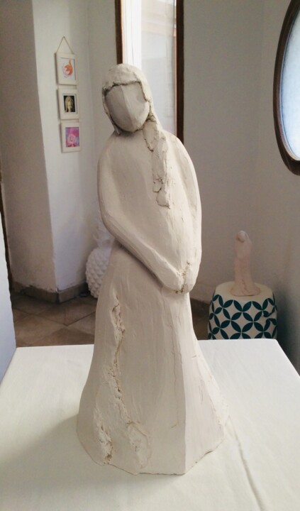 Sculptuur getiteld "Maternité" door Meryem, Origineel Kunstwerk, Terra cotta