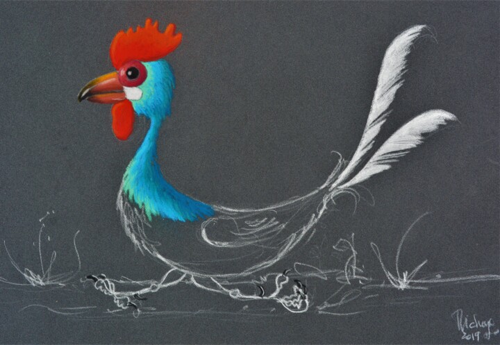 Drawing titled "MOI, LE ROI." by Michel Michaux, Original Artwork, Pastel