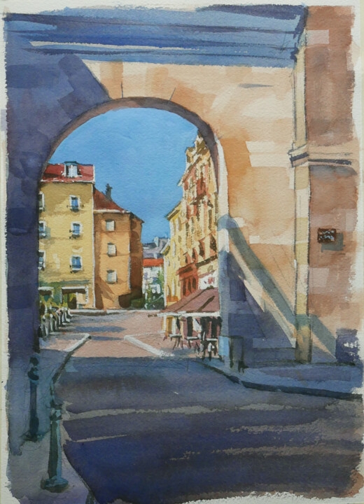 Peinture intitulée "Quartier Vaudémont…" par Christian Arnould, Œuvre d'art originale, Aquarelle