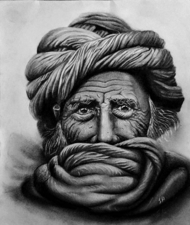 Drawing titled "Silent" by Siddhartha Patra, Original Artwork, Charcoal