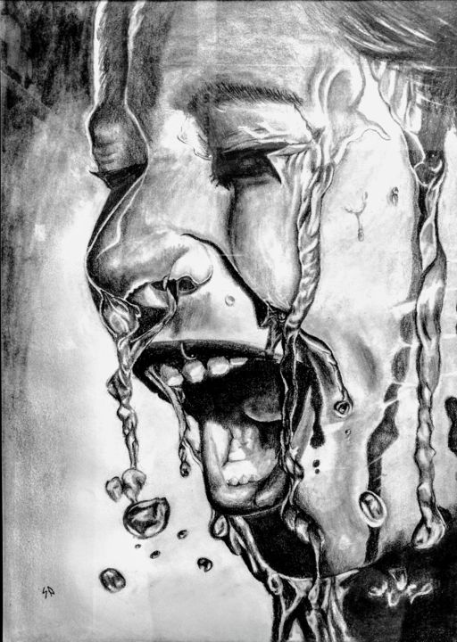 Drawing titled "Childhood" by Siddhartha Patra, Original Artwork, Charcoal