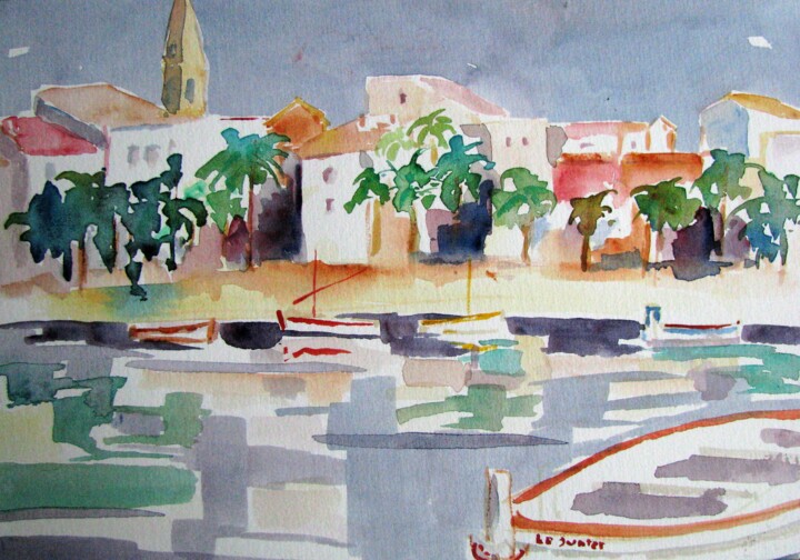 Peinture intitulée "Le port de Sanary." par Jean-Noël Le Junter, Œuvre d'art originale, Aquarelle