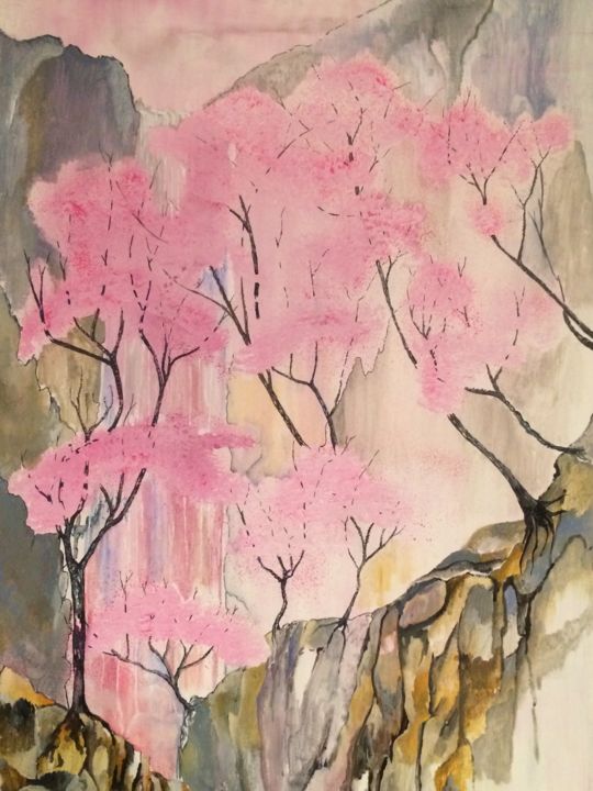 Peinture intitulée "Le SAKURA" par Lapiche, Œuvre d'art originale