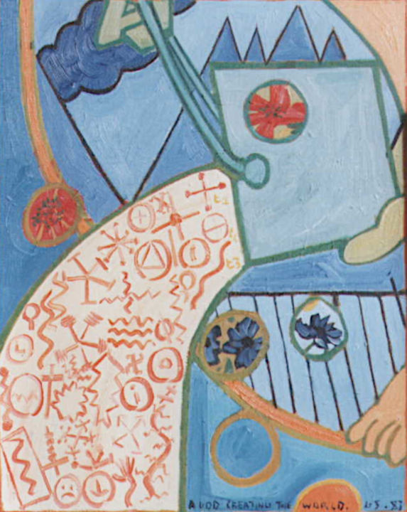 Painting titled "A God Creating The…" by Gerald Shepherd F.F.P.S., Original Artwork, Oil