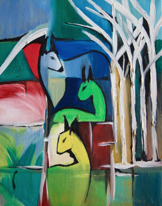 Malerei mit dem Titel "Forest" von Artist Supreetha, Original-Kunstwerk, Acryl