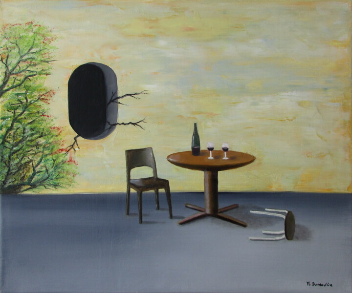 Peinture intitulée "" Amour fragile "" par Martial Dumoulin, Œuvre d'art originale, Huile Monté sur Châssis en bois