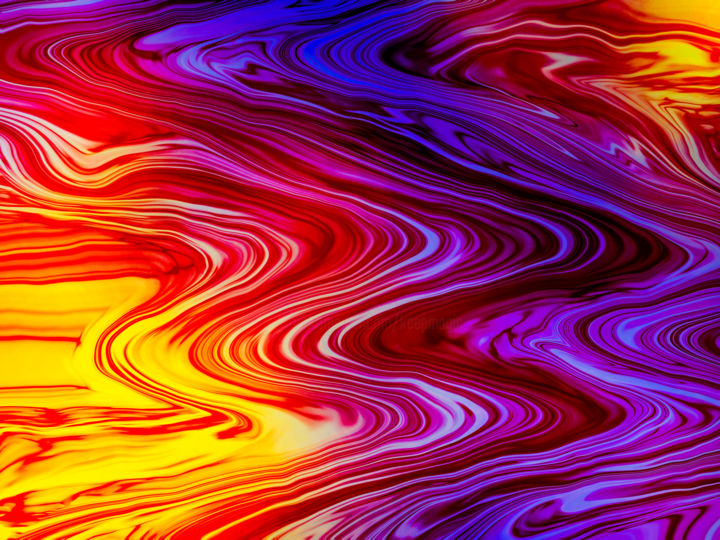 Digital Arts titled "Fluid Ways of Fire" by Keep Magic, Original Artwork, Digital Painting Mounted on Wood Stretcher frame