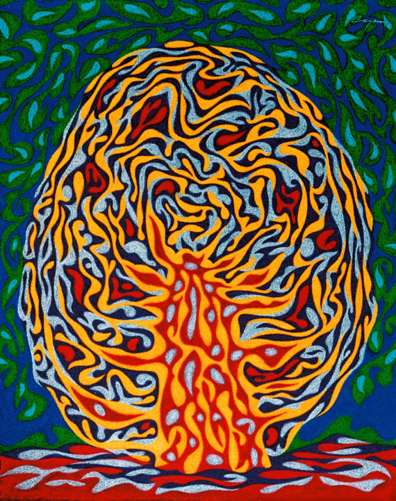 Painting titled "Tree of knowledge" by Nikolaj Sednin (Nicolas Sedninne), Original Artwork, Tempera