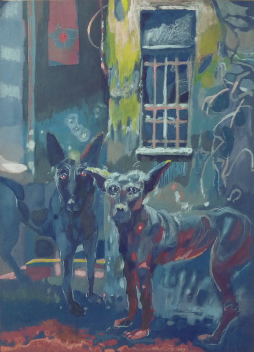 Nocni łowcy - Psy II | Night Hunters - Dogs II 绘画, 20.1x14.6 in