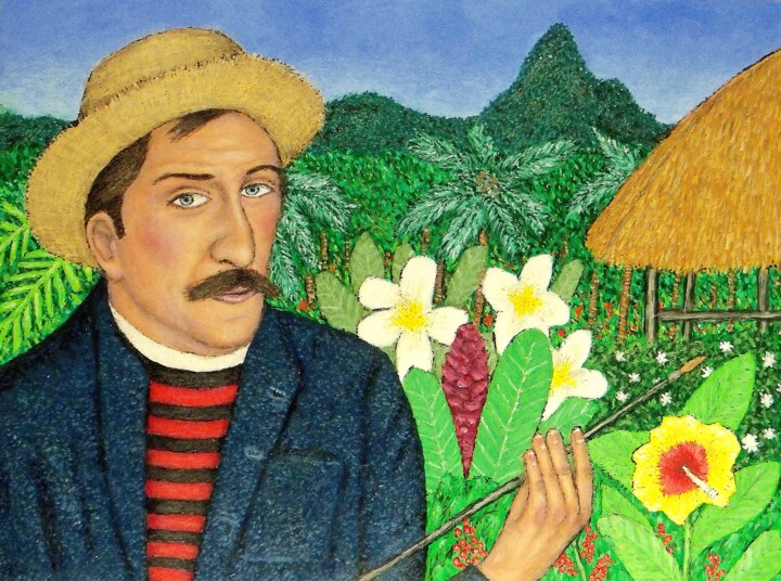 Peinture intitulée "Paul Gauguin" par Stephen Warde Anderson, Œuvre d'art originale, Acrylique Monté sur Autre panneau rigide
