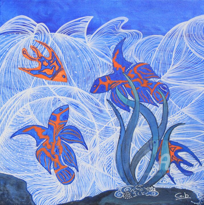 Peinture intitulée "Source Jaillissante" par Corinne Brossier (Atelier de l'imaginaire), Œuvre d'art originale, Acrylique